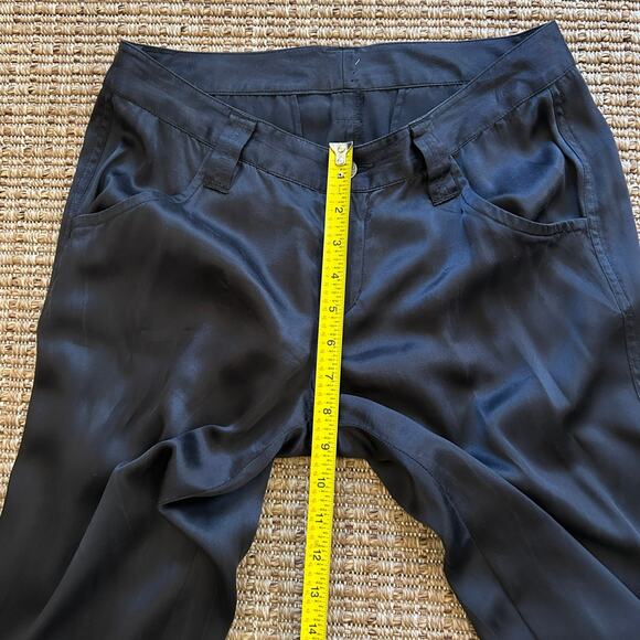 Joie Y2K Silk Jogger Pants | Low Rise Cropped Trousers | Black Cuff Hem XS/S - Picture 4 of 6